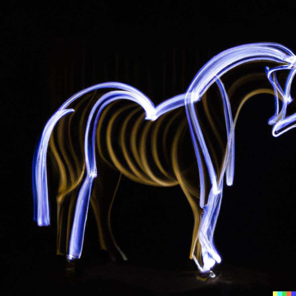 a horse, light painting
